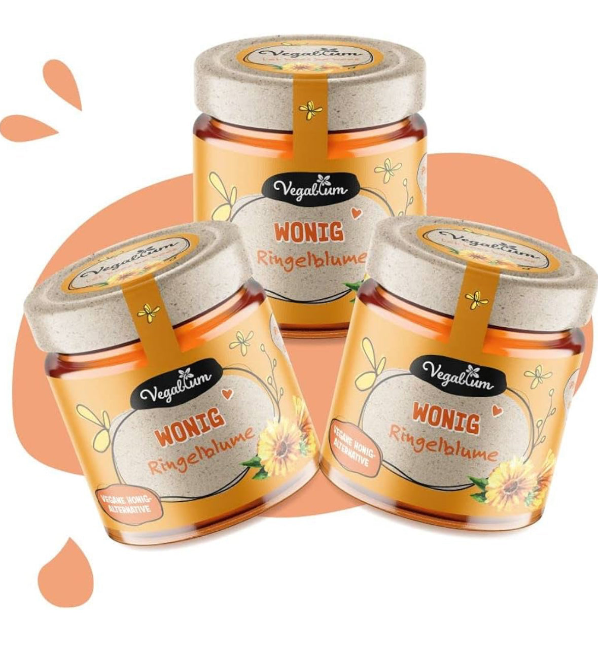 3er Pack Wonig Ringelblume bio, 3x 225g vegane Honig-Alternative