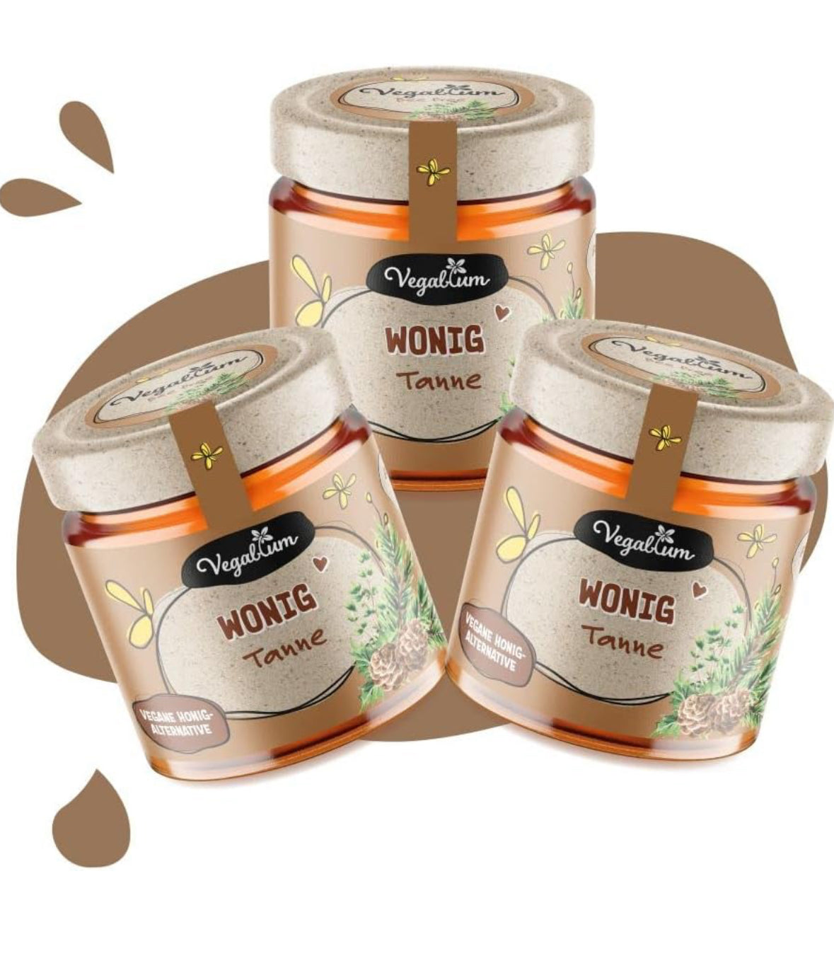 3er Pack Wonig Tanne bio, 3x 225g vegane Honig-Alternative