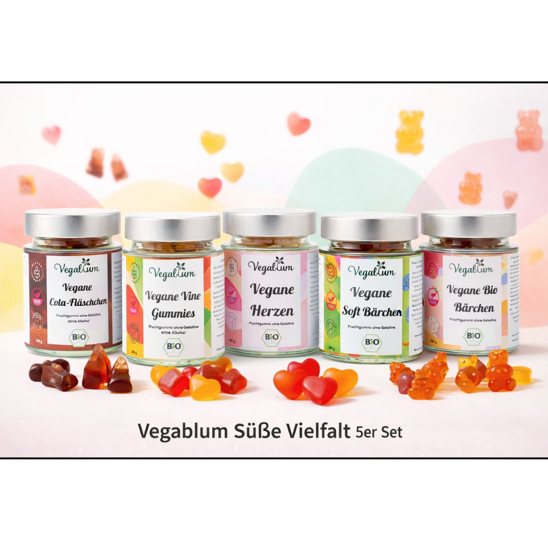 Vegablum Süße Vielfalt 5er Set // Veganes Fruchtgummi bio, vegan 5x100 g Fruchtgummi ohne Gelatine 500g