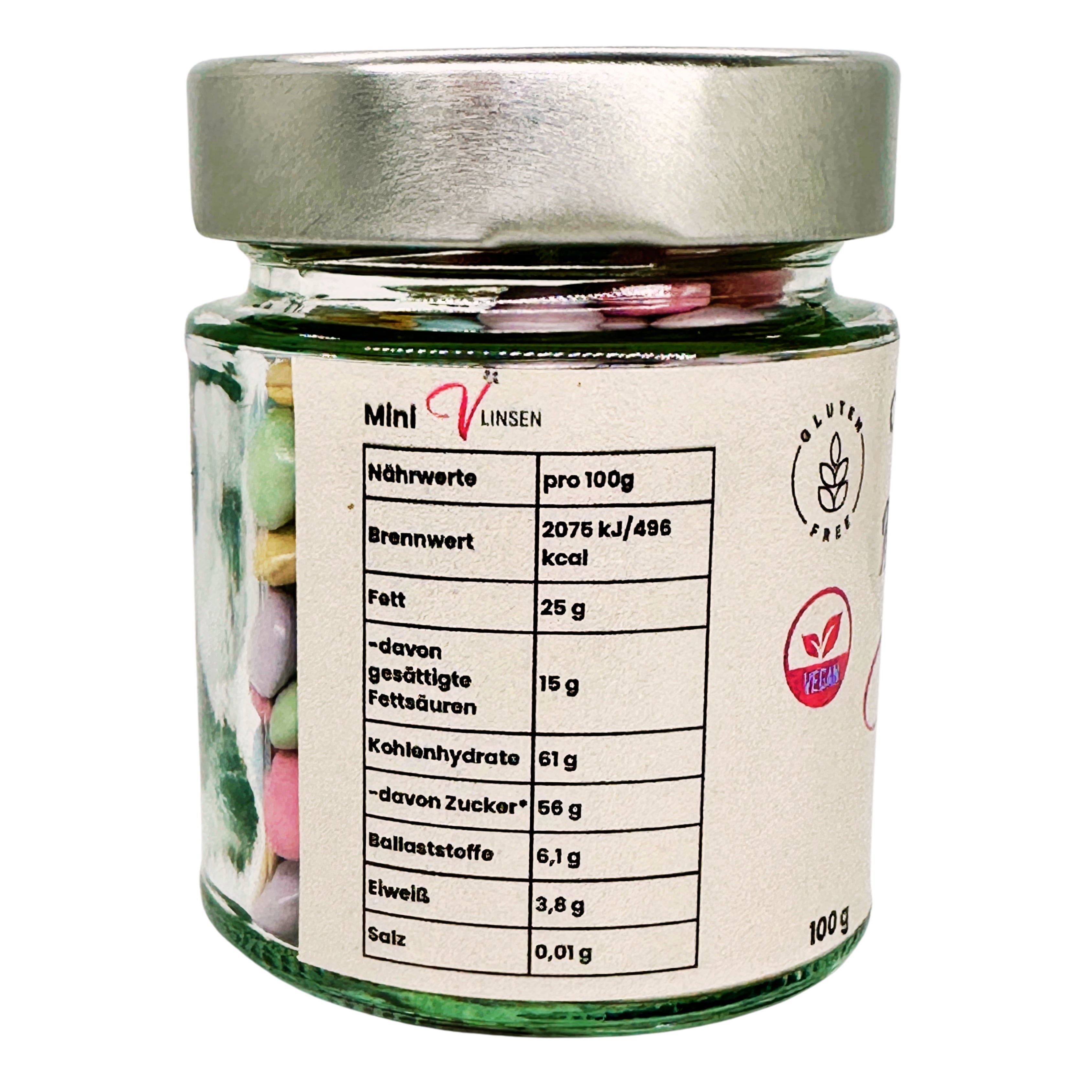 3er Set MINI Vlinsen - Schoko im Glas bio,vegan 3 x 100g MINI Schokolinsen 300g