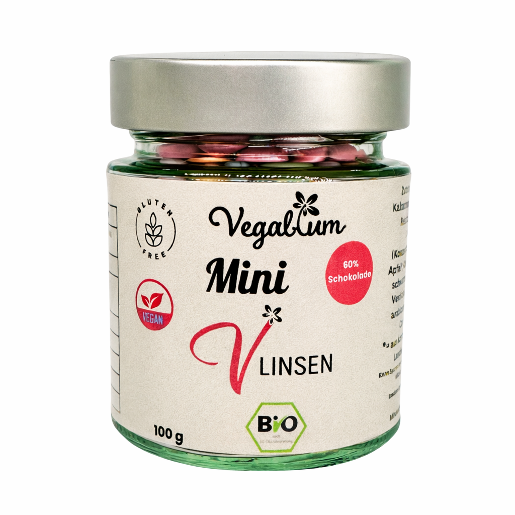 3er Set MINI Vlinsen - Schoko im Glas bio,vegan 3 x 100g MINI Schokolinsen 300g