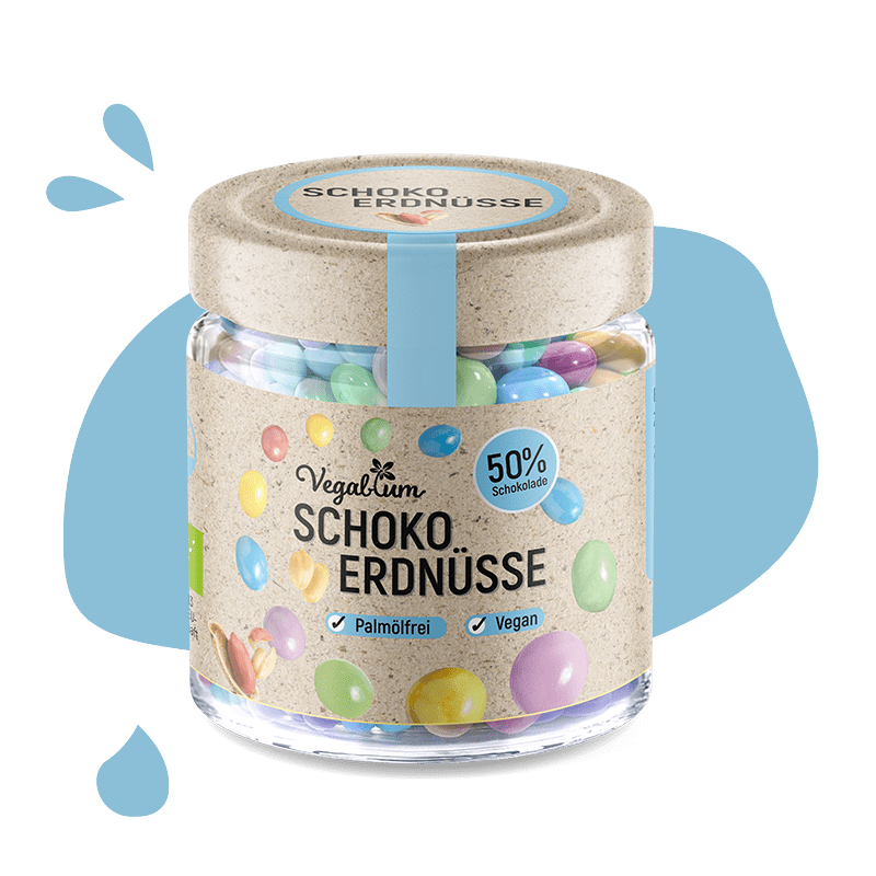 Vegane Süßigkeiten, palmölfrei, vegane Schoko-Erdnüsse im Glas
