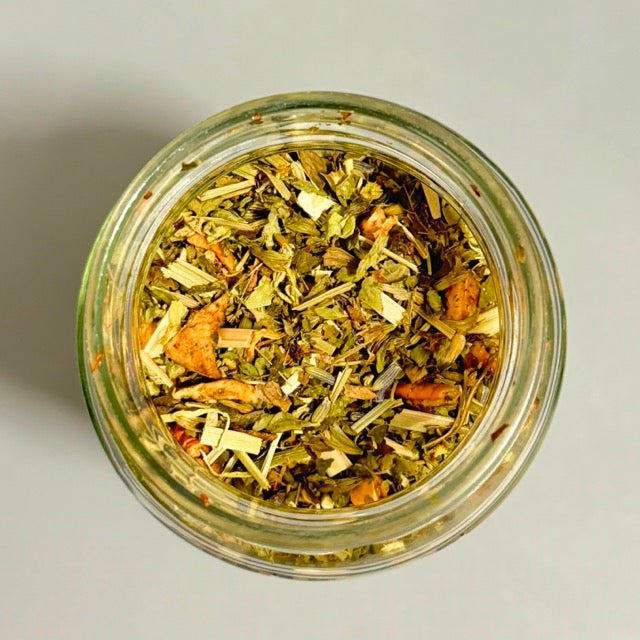 Bio Kräutertee mit Melisse, Rooibos und Lavendel, 90 g im Glas