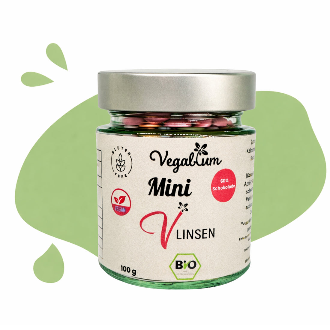 MINI Vlinsen - Schoko im Glas bio,vegan 100g Schokolinsen