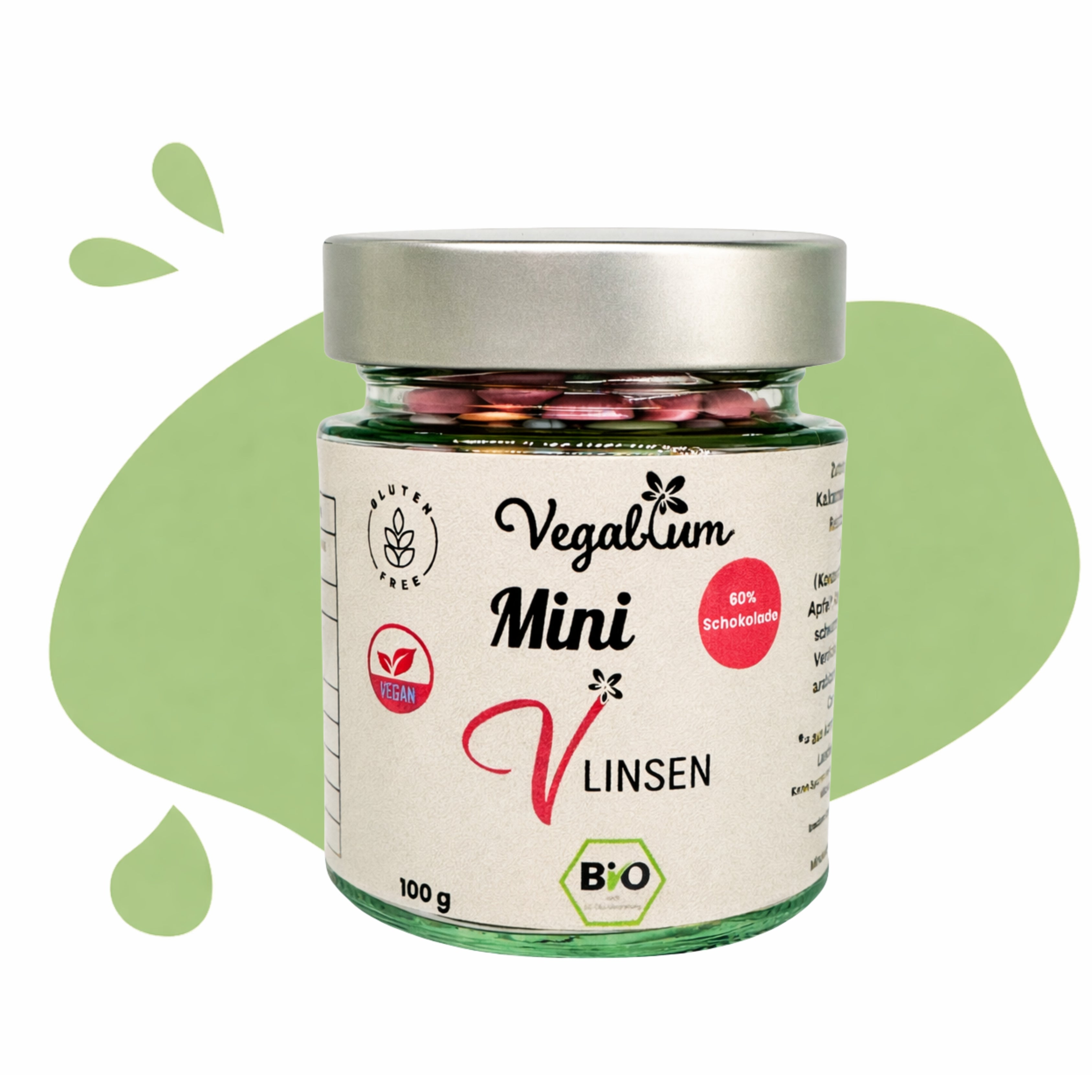 MINI Vlinsen - Schoko im Glas bio,vegan 100g Schokolinsen
