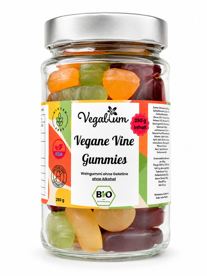 Vegane Vine Gummies im XL Glas bio, mit „Für Dich“ Anhänger, 280g Fruchtgummi ohne Gelatine