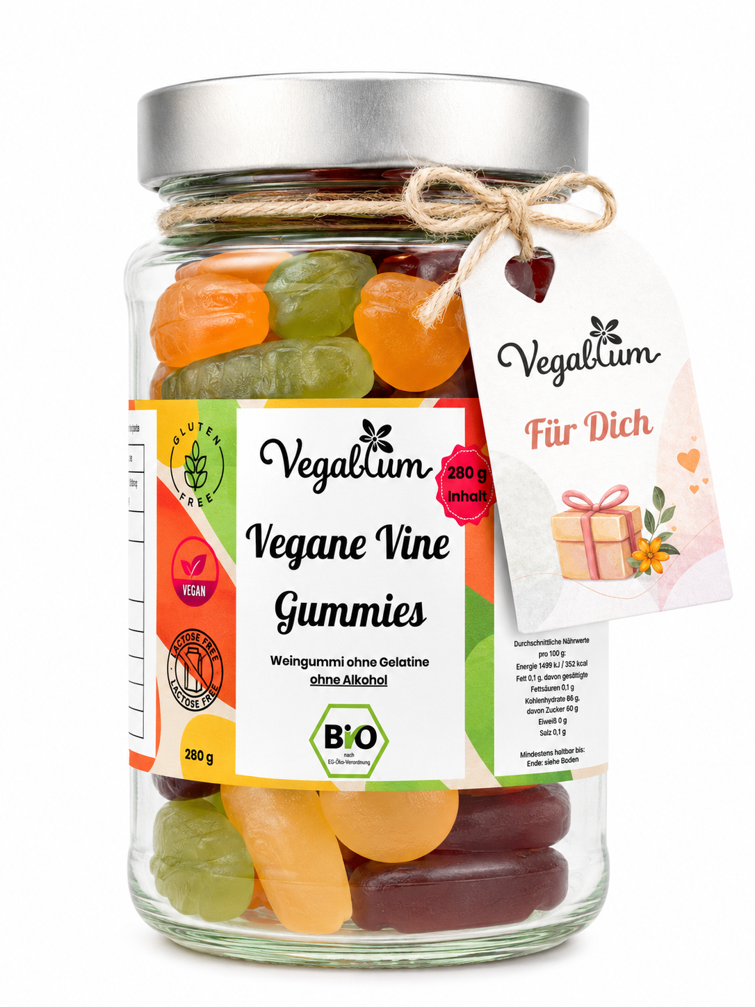 Vegane Bio Vine Gummies im XL Glas, 280 g