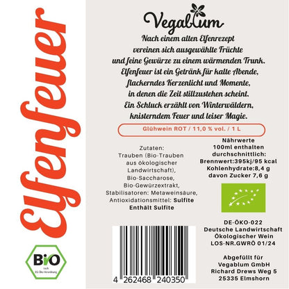 Elfenfeuer ROT bio, 1 l 11 % vol. Glühwein rot