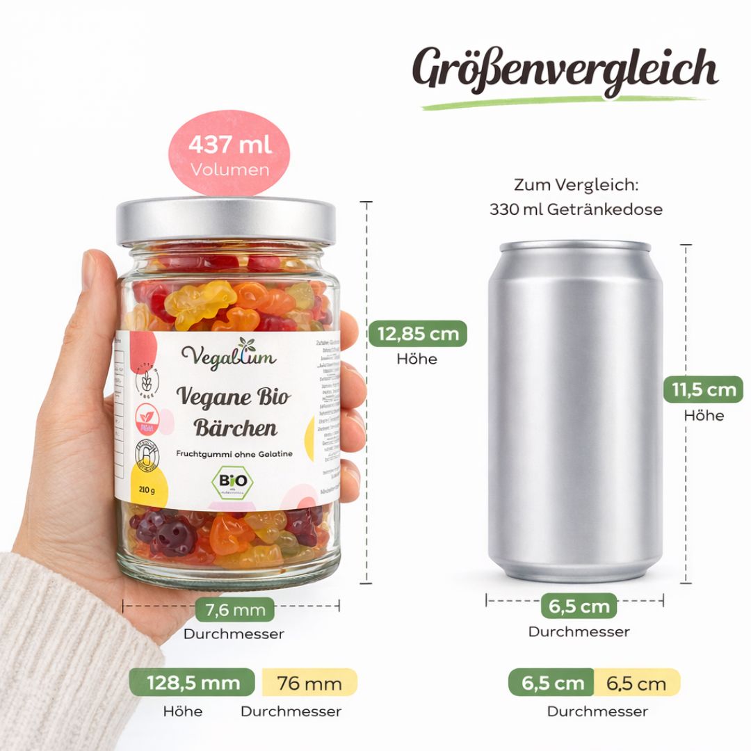 Vegane Bio Bärchen im XL Glas bio, vegan 280g Fruchtgummi ohne Gelatine