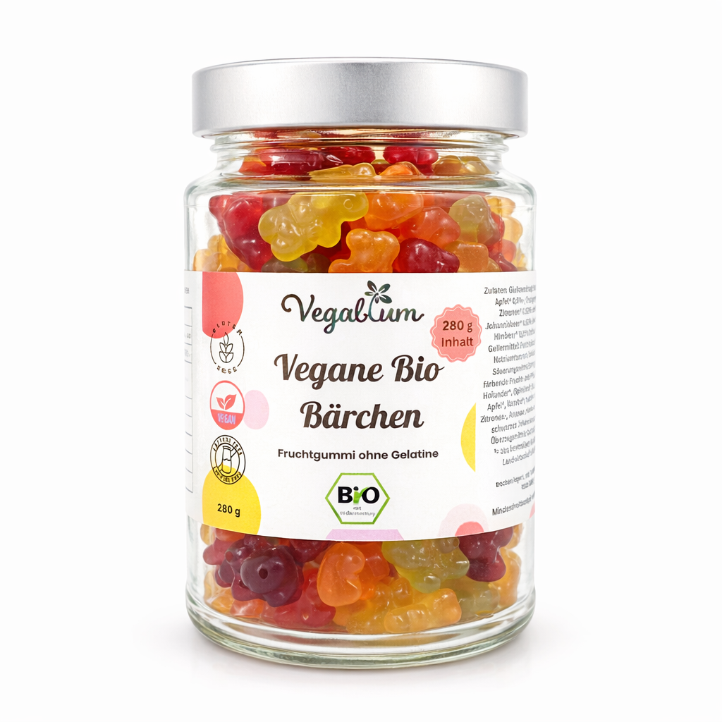 Vegane Bio Bärchen im XL Glas bio, vegan 280g Fruchtgummi ohne Gelatine