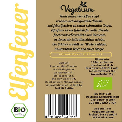 Elfenfeuer Weiss bio, 1 l 11 % vol. Glühwein weiss