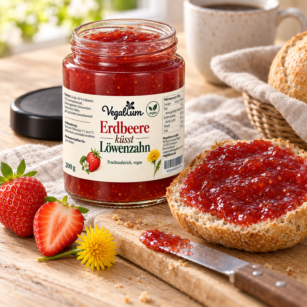 Erdbeere küsst Löwenzahn, Fruchtaufstrich, vegan, 200 g