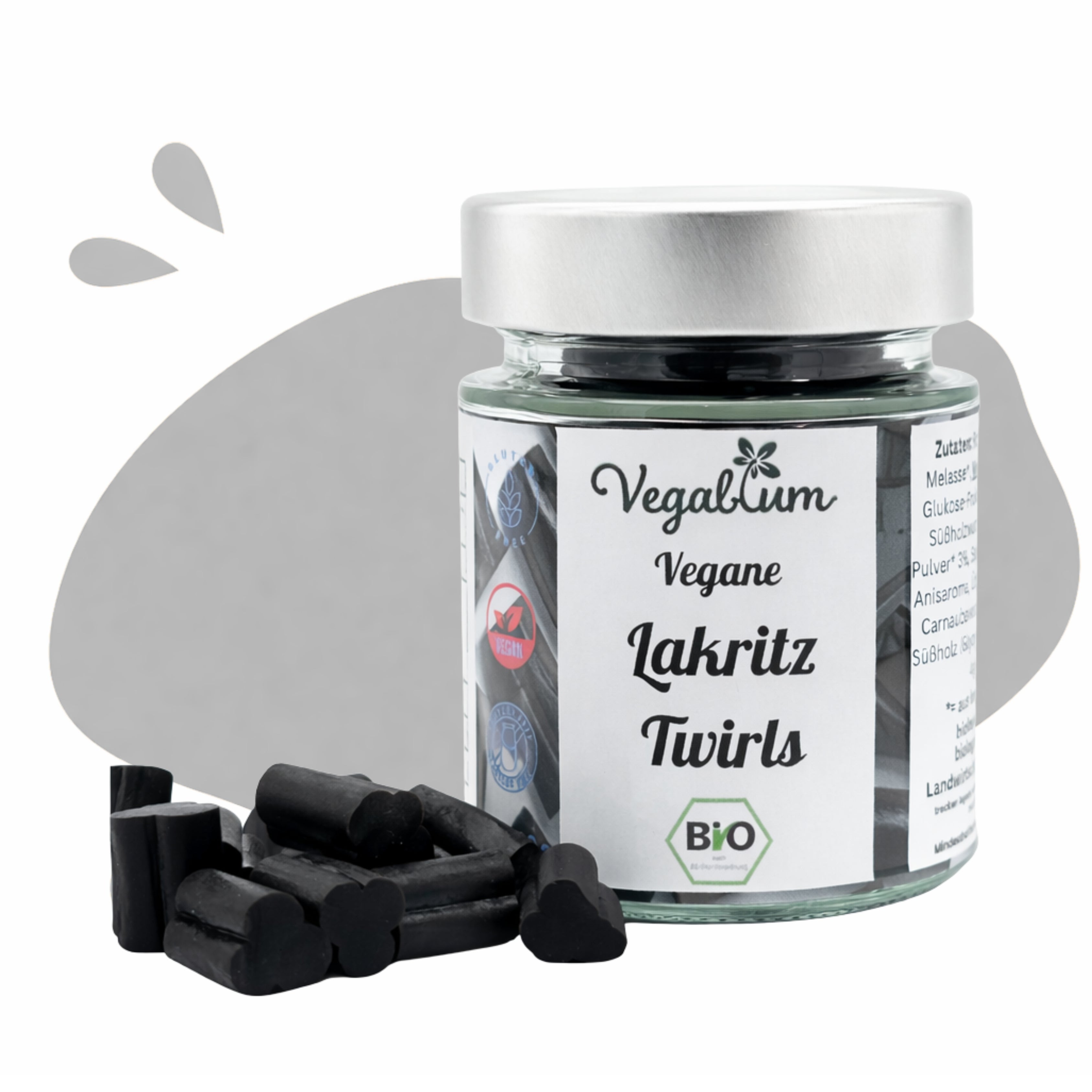 Vegane Lakritz Twirls im Glas bio, 100 g vegan