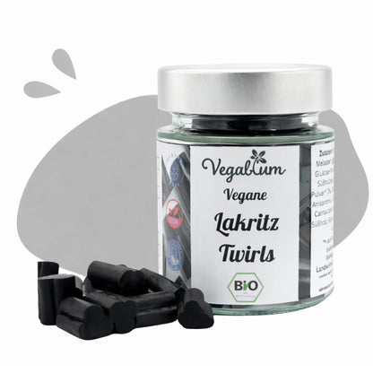 Vegane Lakritz Twirls im Glas bio, 100 g vegan