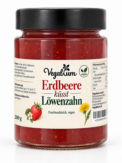 Erdbeere küsst Löwenzahn, Fruchtaufstrich, vegan, 200 g