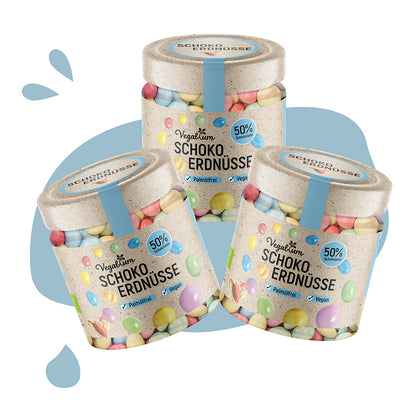 3 er Set Schoko-Erdnüsse im Glas bio, vegan 3x100g Schoko-Erdnüsse 300g