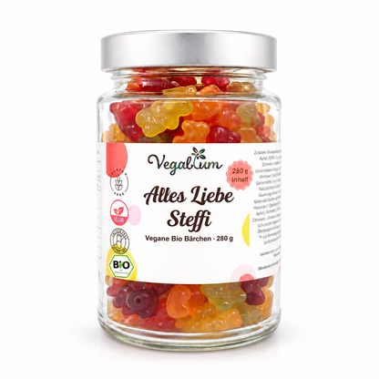 Personalisierte Bio Gummibärchen – Alles Liebe / Steffi