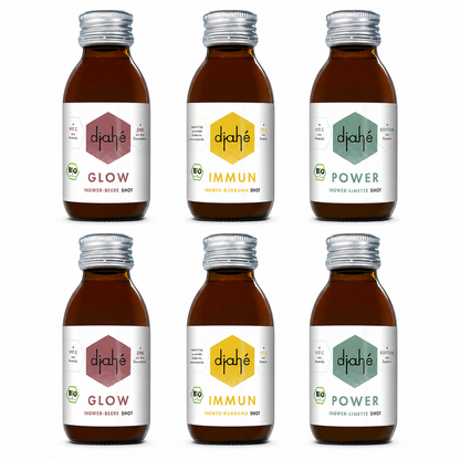djahé Bio Vital Shots 6er Set mit je zwei GLOW, IMMUN und POWER Shots
