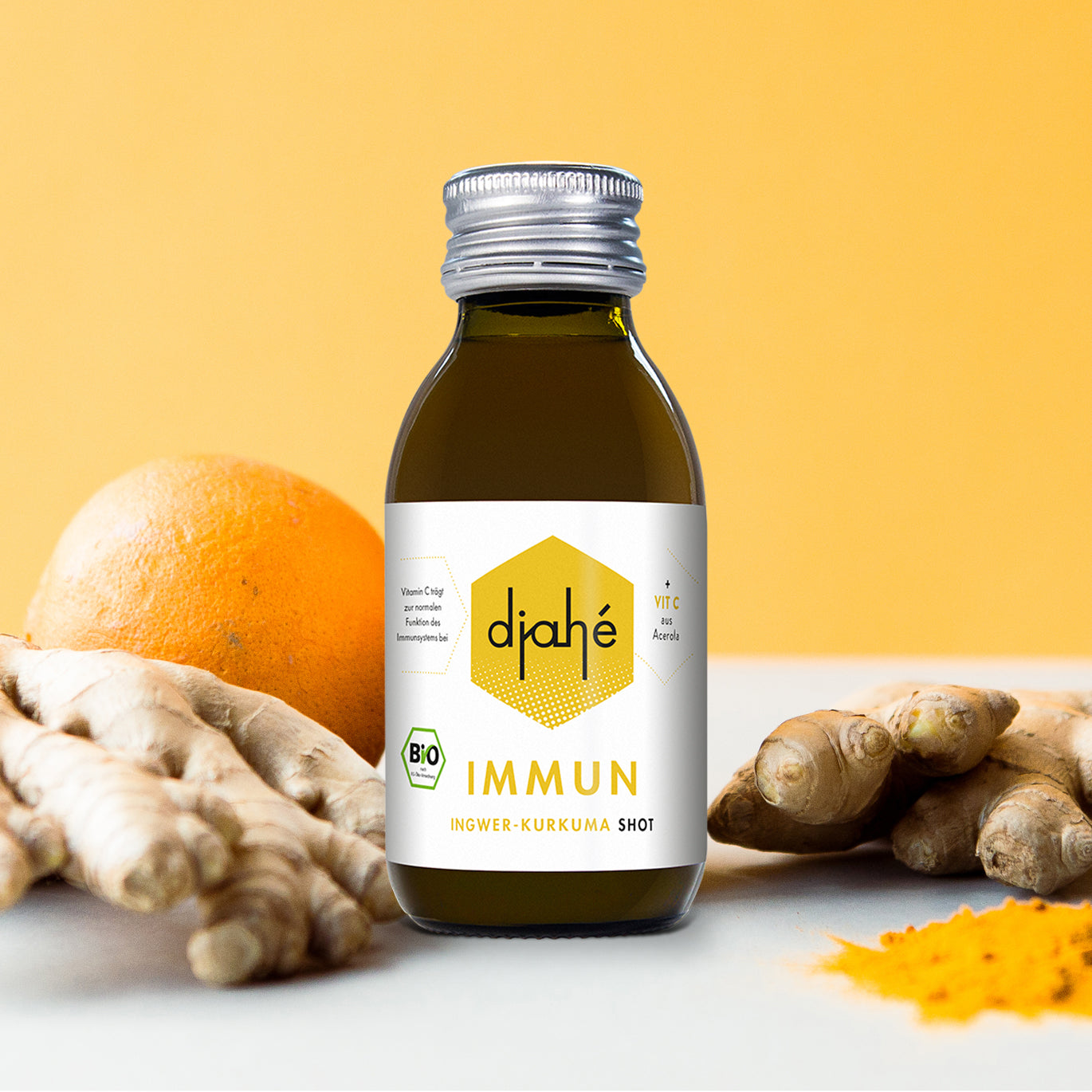 djahé IMMUN Bio Ingwer Kurkuma Shot 100ml Glasflasche