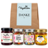 Vegane Geschenktüte mit Grußetikett Danke und vier Vegablum Leckereien