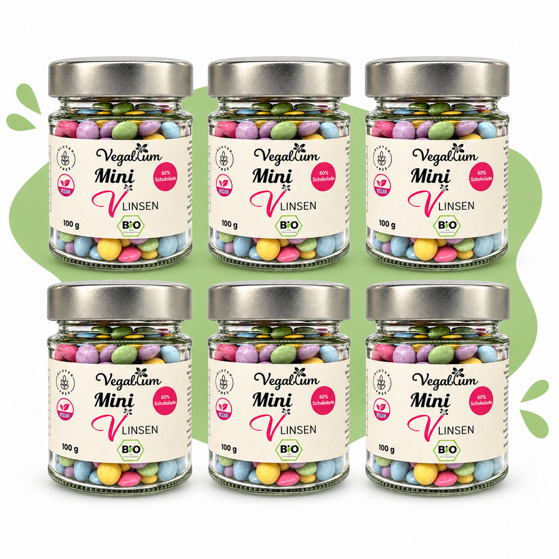Vegablum Mini Vlinsen 6er Set mit 6 Gläsern zu je 100 g und neuem schmalem Etikett
