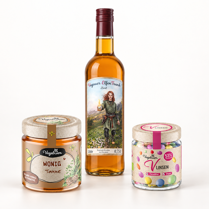 Veganes Winter Geschenkset mit realistischen Produktgrößen