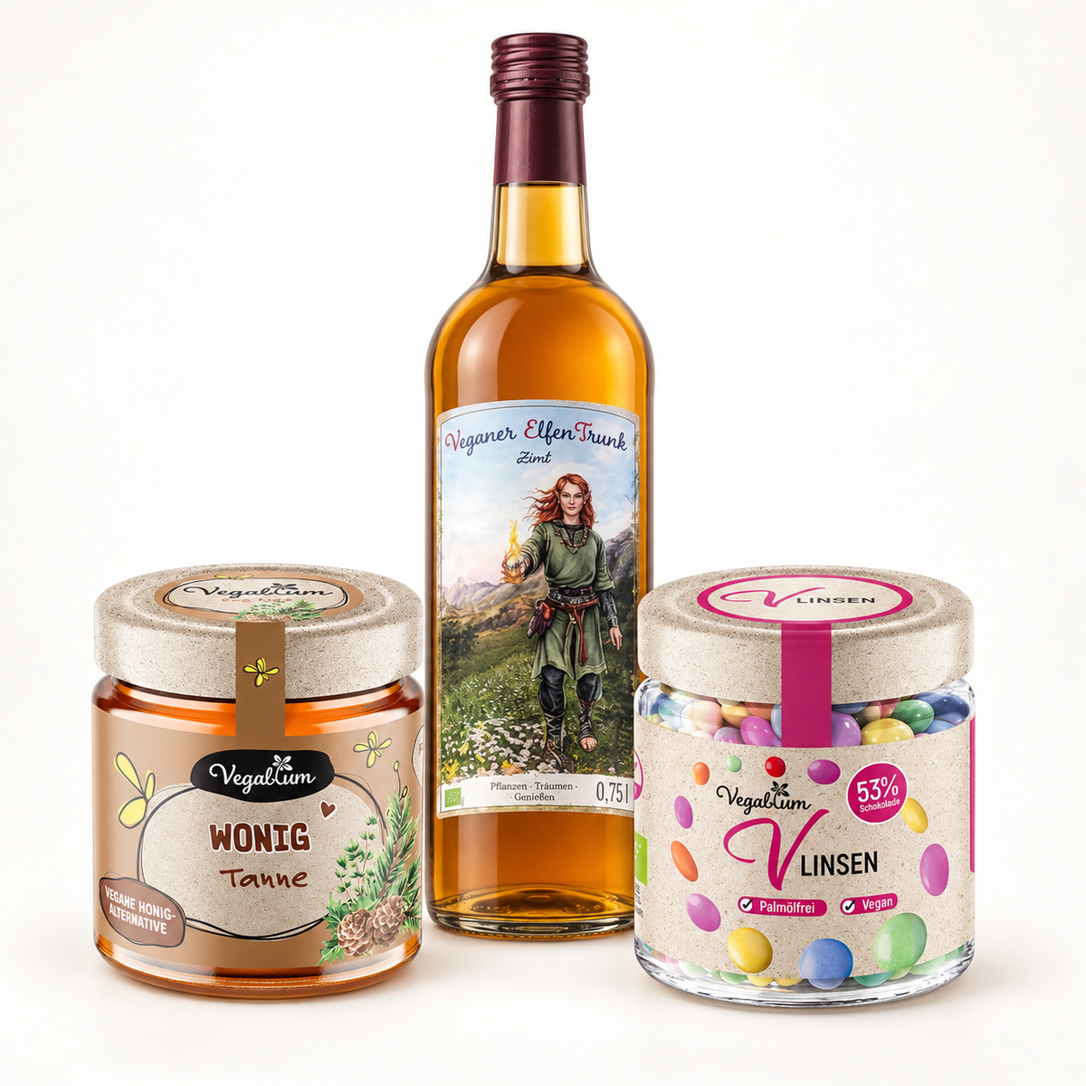 Winter Geschenkset mit drei veganen Vegablum Produkten